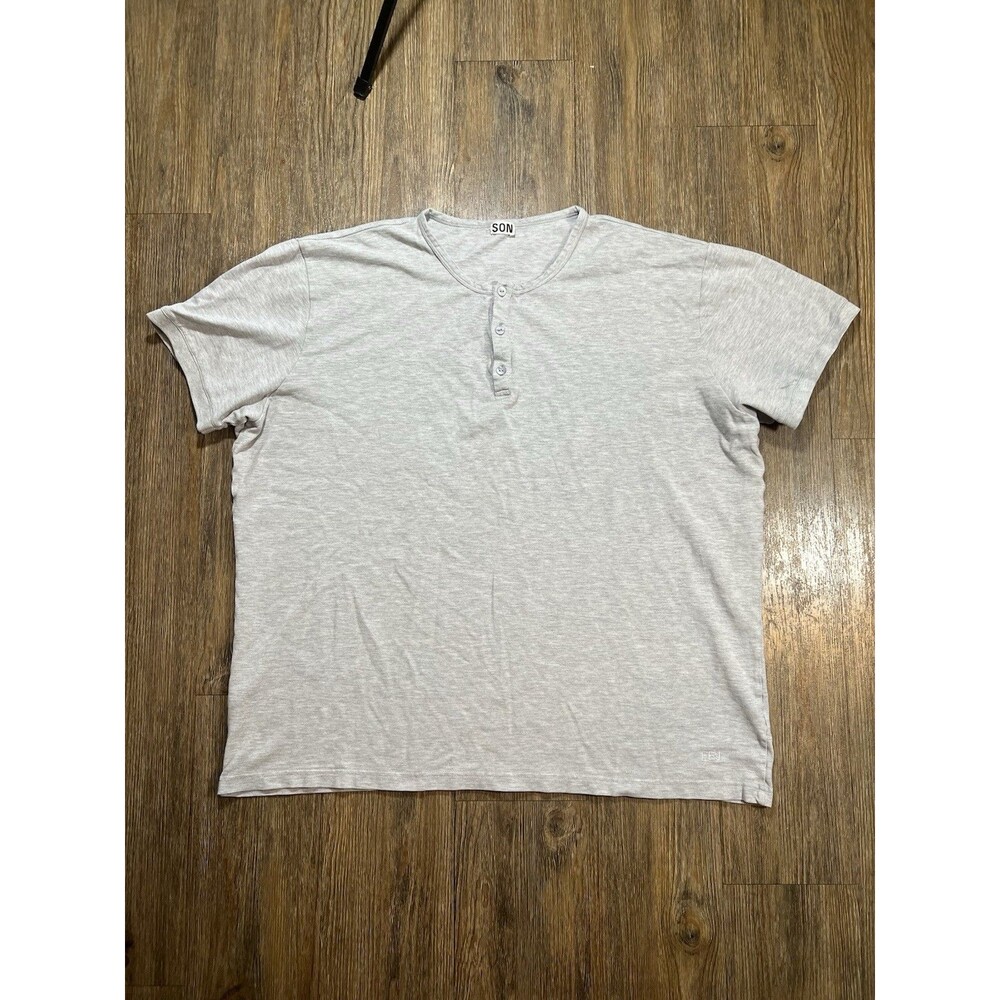 Son Of A Tailor Henley Shirt Mens 2XL Gray Supima Cotton Short Sleeve